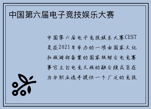 中国第六届电子竞技娱乐大赛